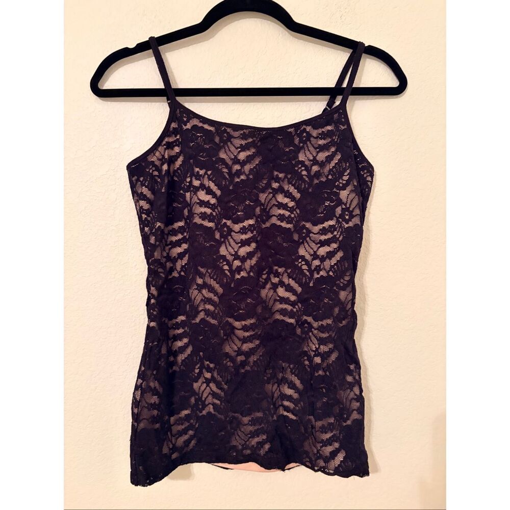 Express Best Loved Bra Cami Lace Tank Top Black Nude Lined Size M